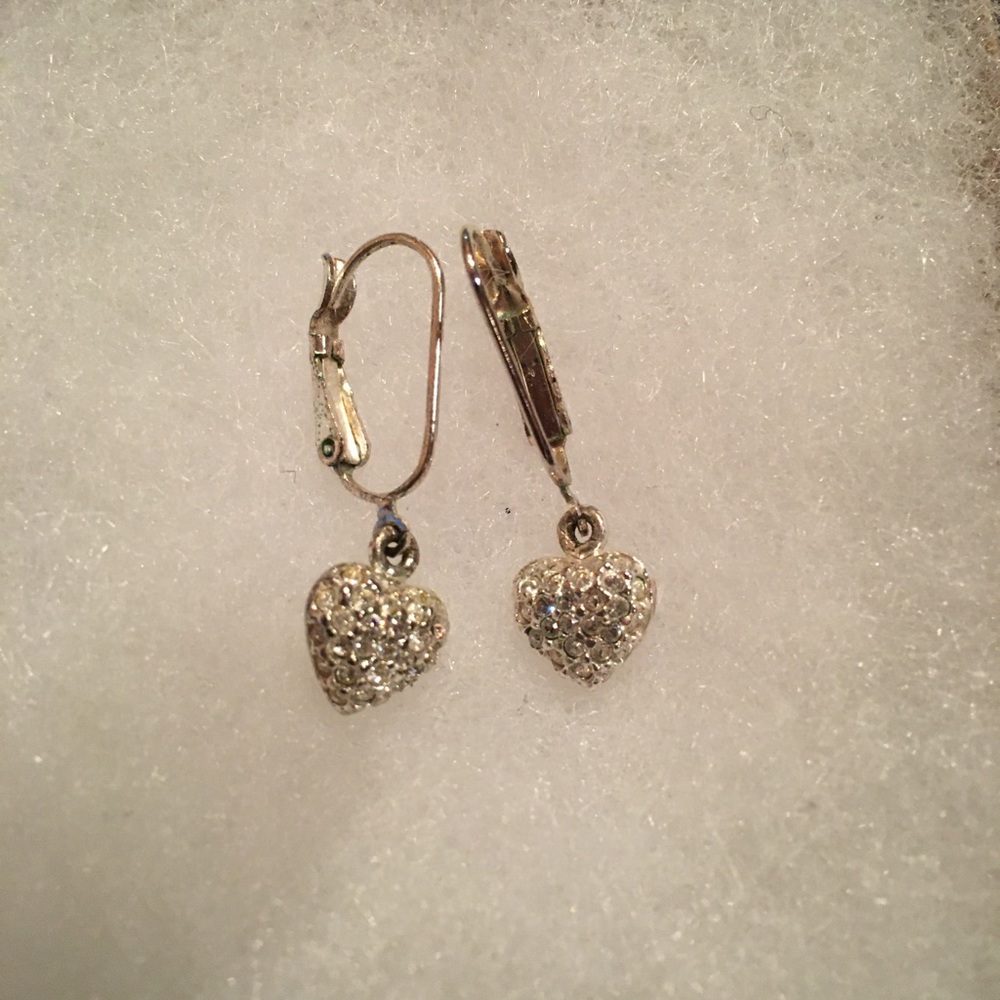 Silver Glitter Heart Earrings